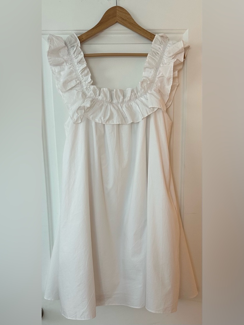 TUCKERNUCK Hyacinth House White Ruffle Strap Maria Mini Dress Medium - Picture 3 of 7